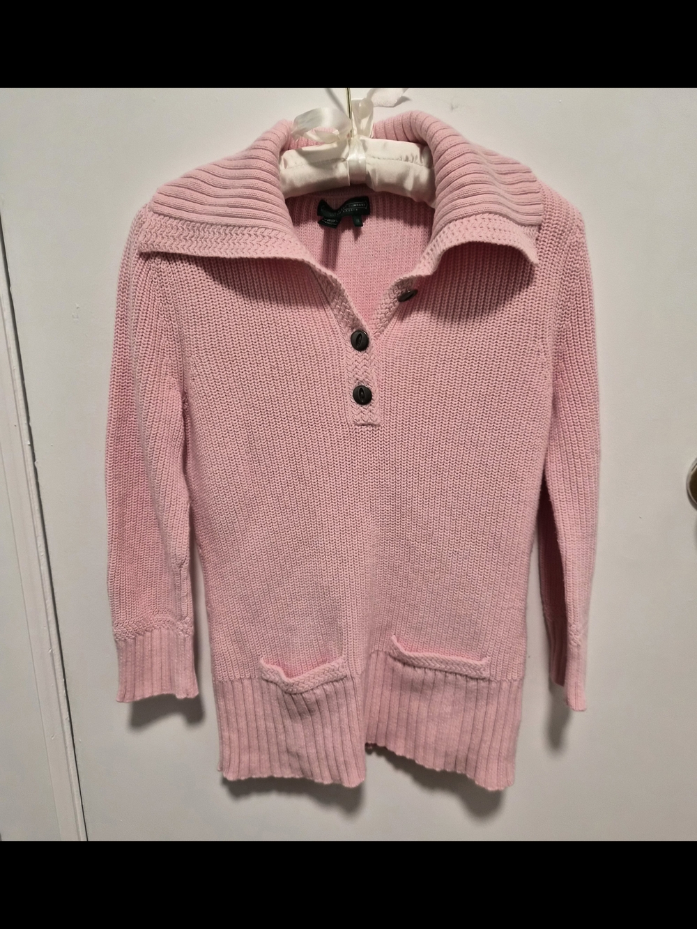 Ralph Lauren Pink Shawl Collar Knit Sweater